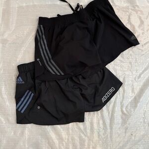 A set (2) Adidas Running Black and Gray Athletic Shorts